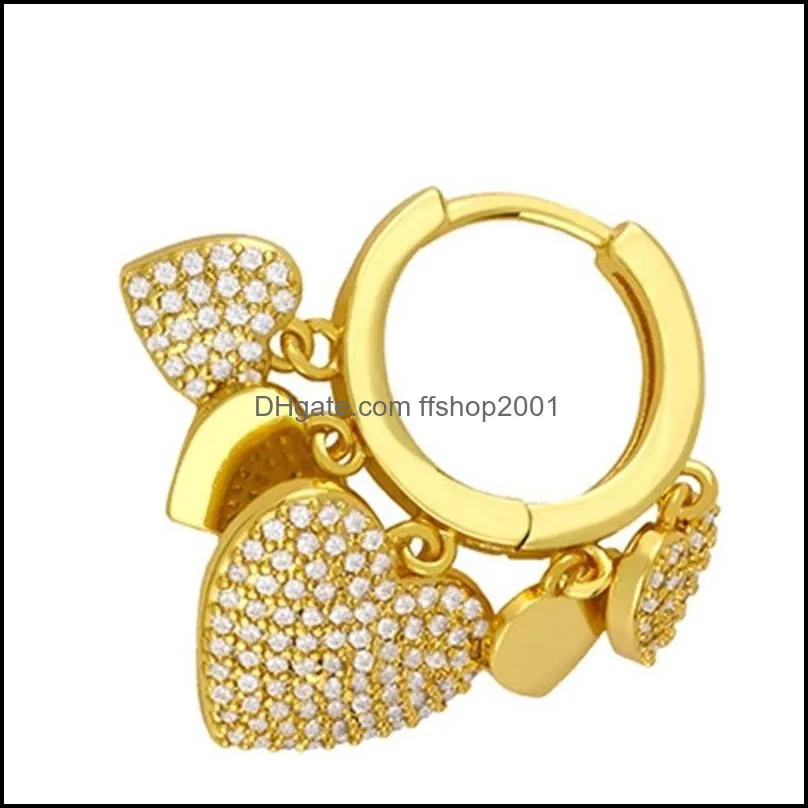 hoop huggie threegraces fashion cubic zirconia 585 gold cute tassel star love heart earrings for ladies trendy summer jewelry 3434