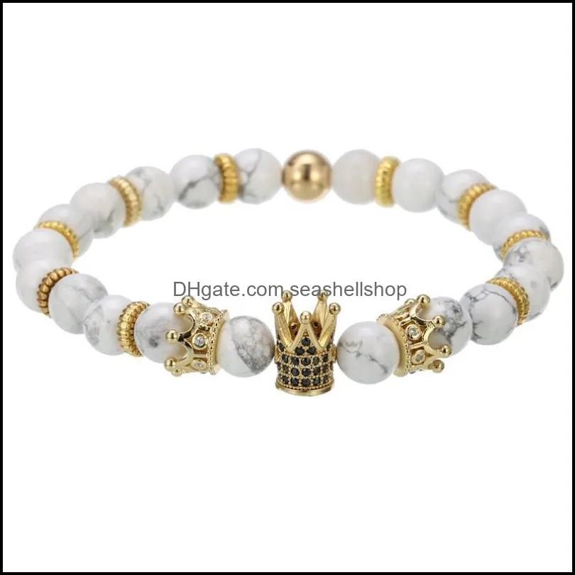 fashion micro cz strands bracelet handmade stretch men 8mm copper beads women bracelets jewelry birthday gift