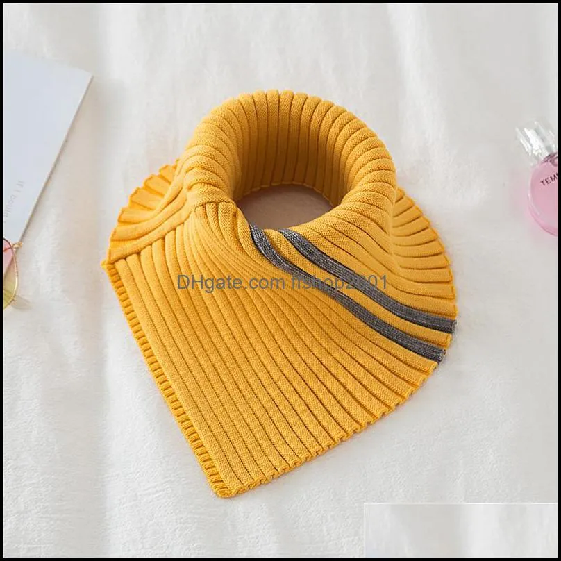 neck ties winter turtleneck false fake collar ribbed knitted striped detachable triangle scarf wrap windproof stretchy warmer 3645 q2