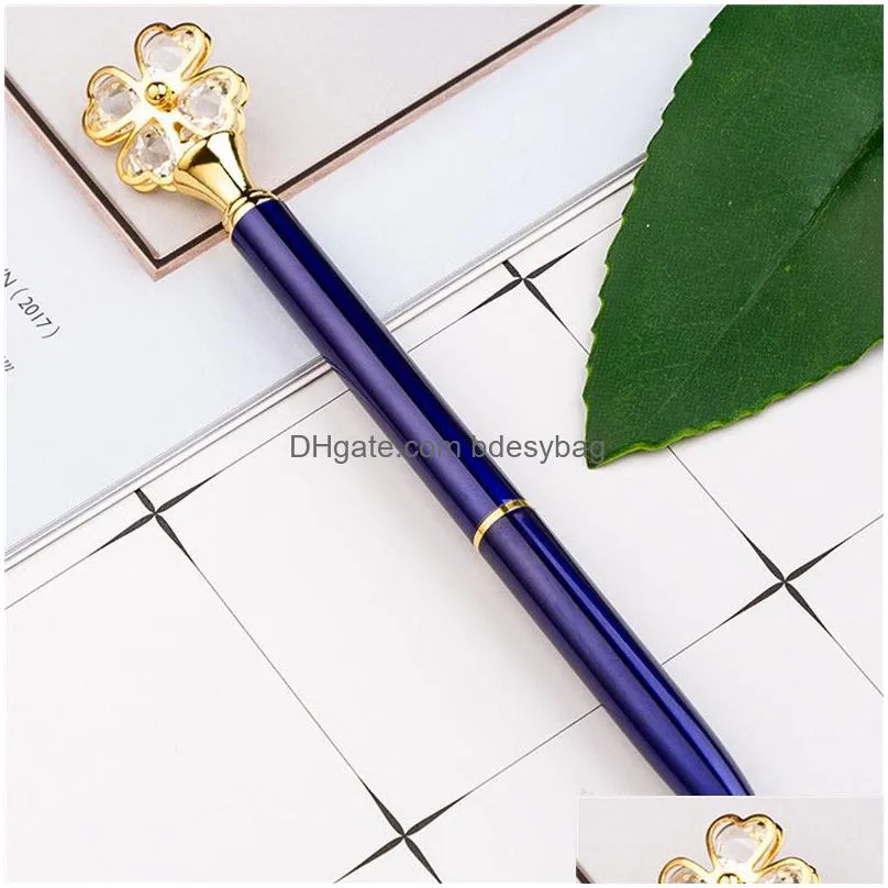 ballpoint pens creative diamond metal diamond fourleaf clover ballpoint pens signature pen school office supplies business pen student