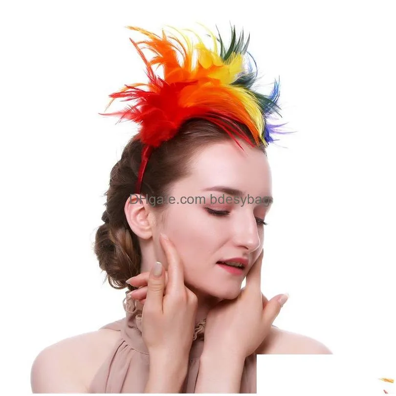 party favor woman feather hair hoop bride head band reusable party formal hat headwear opp package with high quality 14dx j1