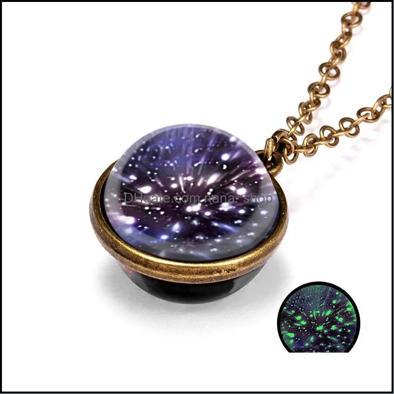 fashion universe star doublesided retro pendant necklace galaxy nebula creative design for women men high quality jewelry gift