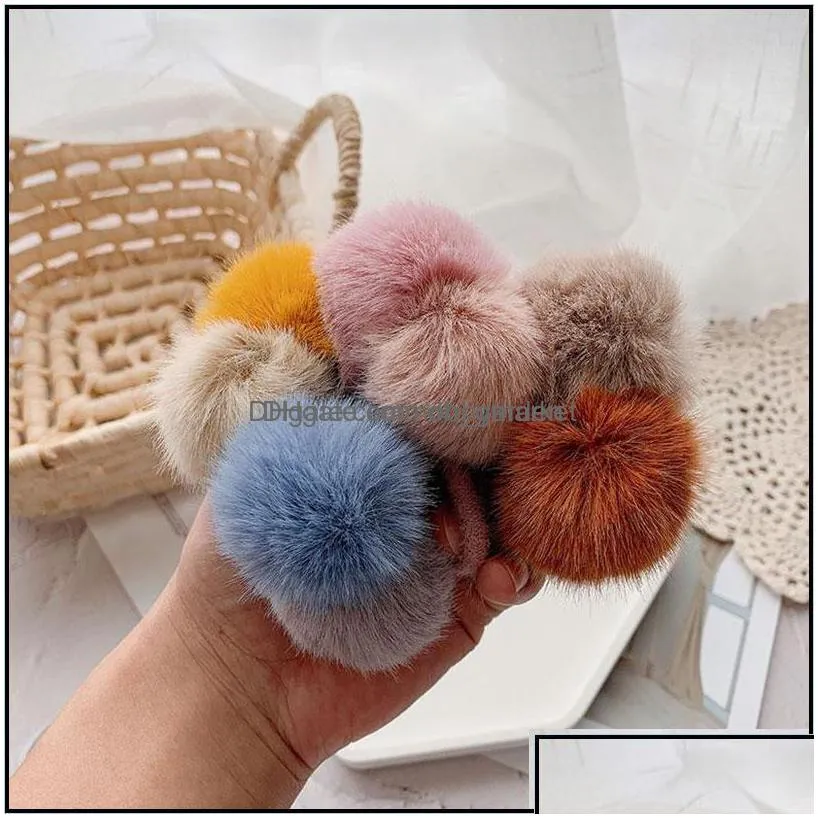 pony tails holder hair jewelry cute girls pompom ties double pom elastic band rubber aessories gum rope scrunchies ponytail drop delivery