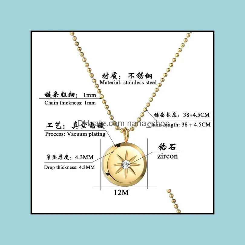 fashion gold silver stainless steel necklace for women and men sun star crystal pendant necklace charm couple jewelry