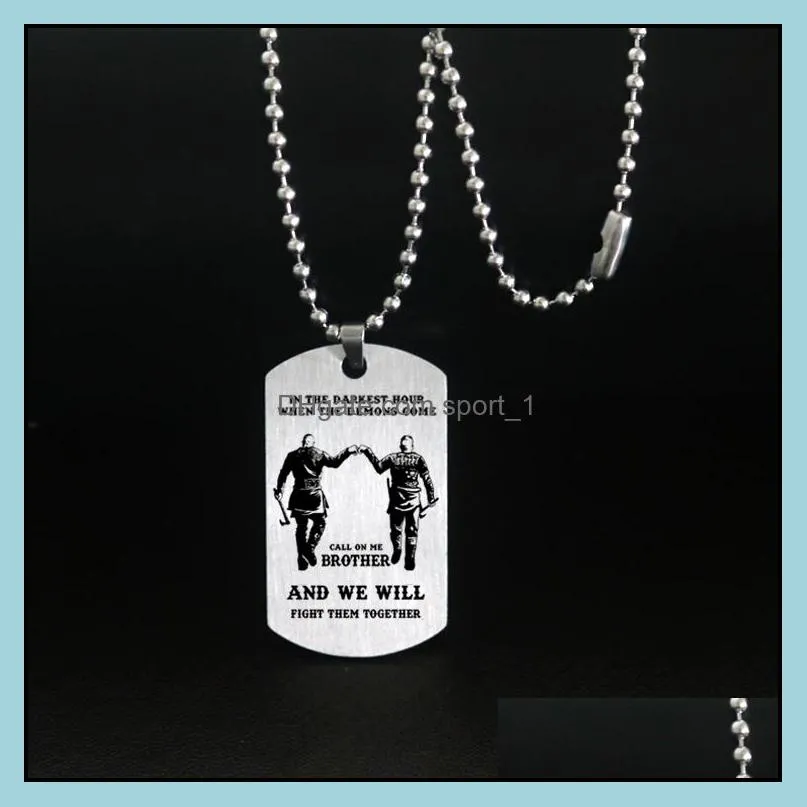 stainless steel necklace brother pendant necklace in the darkest hour when the demons come we will fight them together pendant