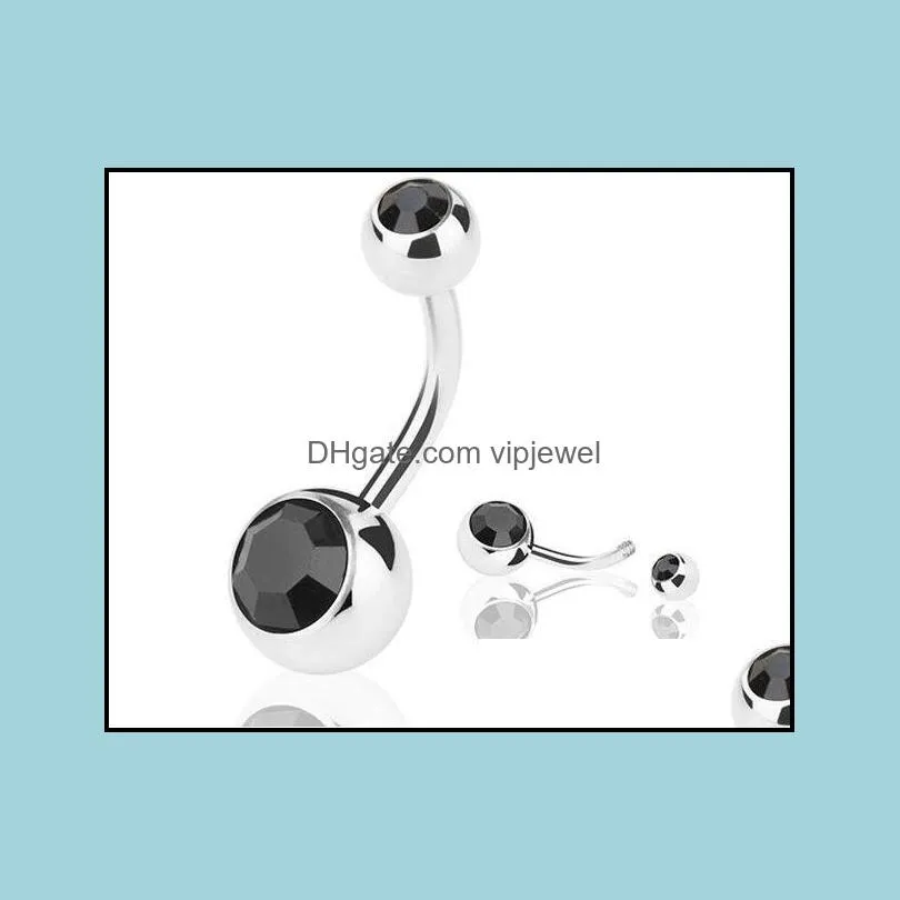  stainless steel belly button rings navel rings crystal rhinestone body piercing bars jewlery for womens bikini fashion jewelry