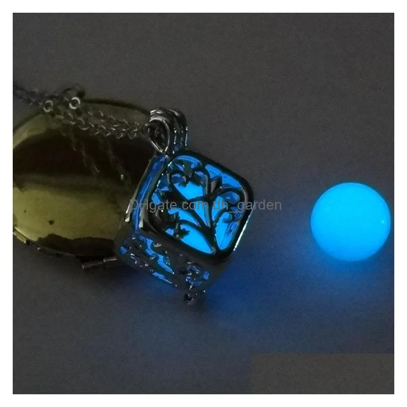  fashion women luminous hollow out locket pendant glow in the dark necklace square box necklace engagement gifts top quality