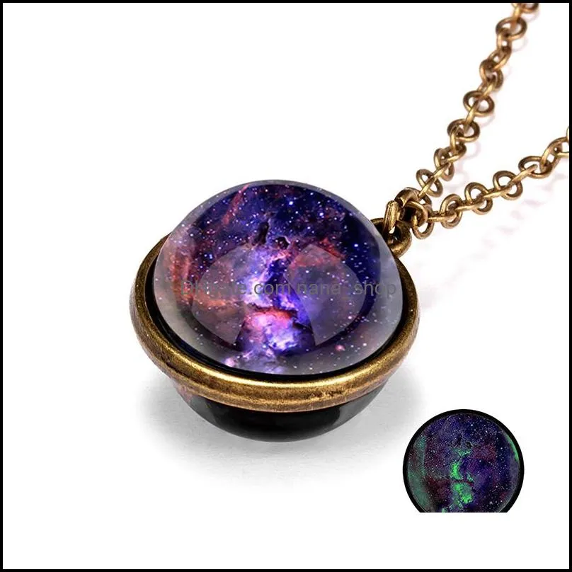 fashion universe star doublesided retro pendant necklace galaxy nebula creative design for women men high quality jewelry gift