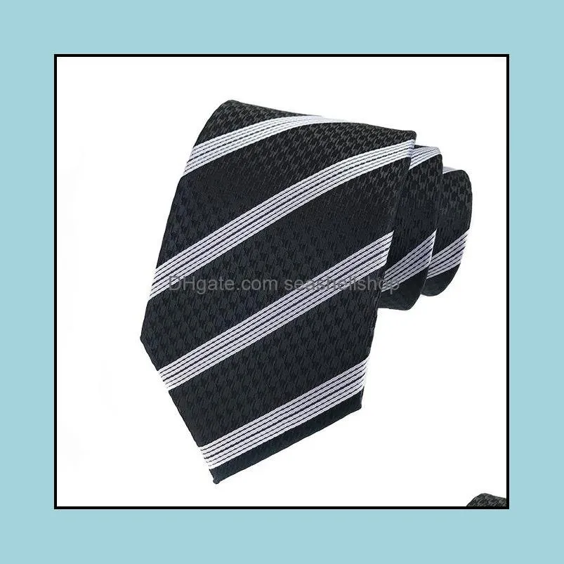 stripe 8cm neck ties jacquard plaid necktie accessories daily wear cravat wedding party gift for man