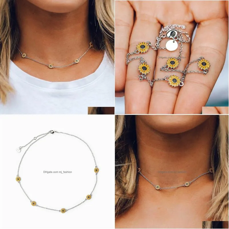 bohemian fashion jewelry beach sunflower necklace