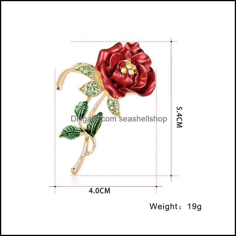 classic enamel rose flower brooches for women alloy weddings office casual brooch pins gifts