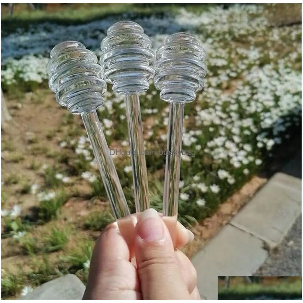 spoons honey spoon glass honey dipper syrup dispenser server 6 inch glass honey stick for jar kitchen accessories xb1