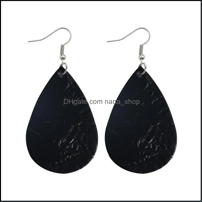  est trend lightweight pu leather dangle earrings for women water wave pattern teardrop shape earring party jewelry gift