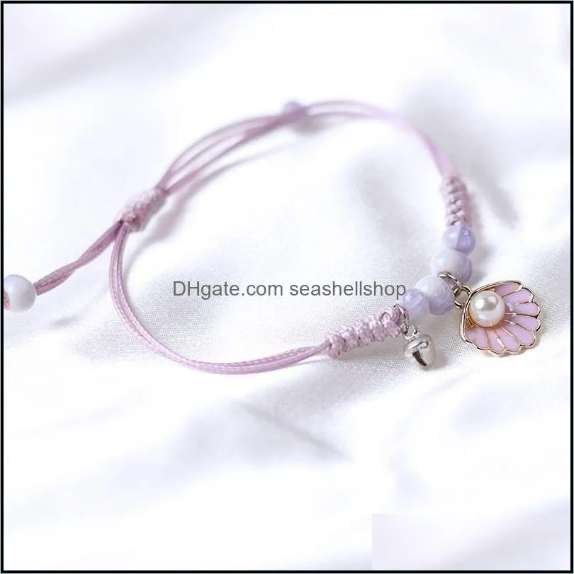 individuality cute butterfly drip glaze pendant charm bracelet handwowen hand made bells bracelets bangles for women girl children
