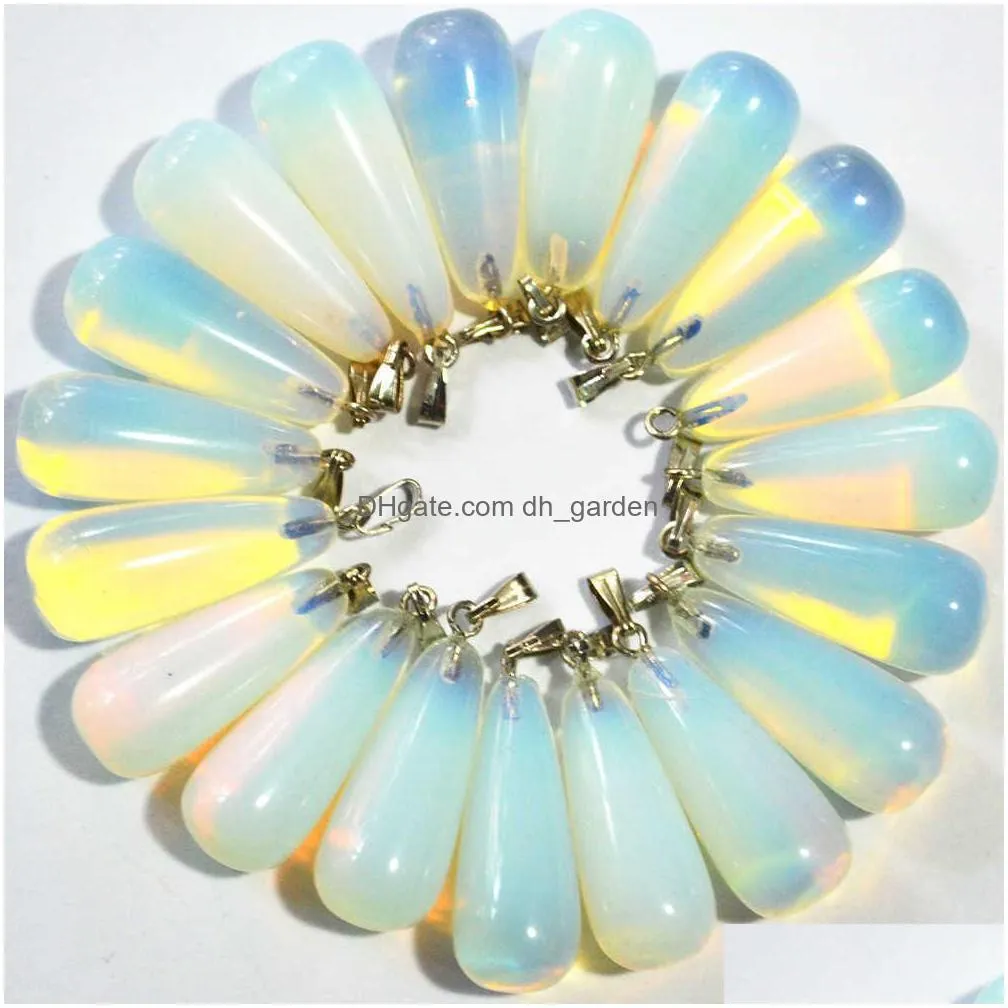 whole 2021 fashion mix color natural stone pendants waterdrop charms necklaces for jewelry making 50pcs/lot