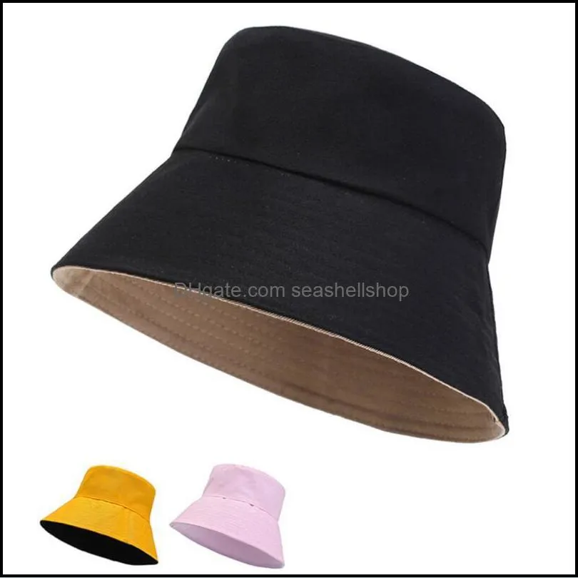 summer foldable bucket hat doublesided women outdoor sunscreen cotton fishing hunting cap men hats unisex
