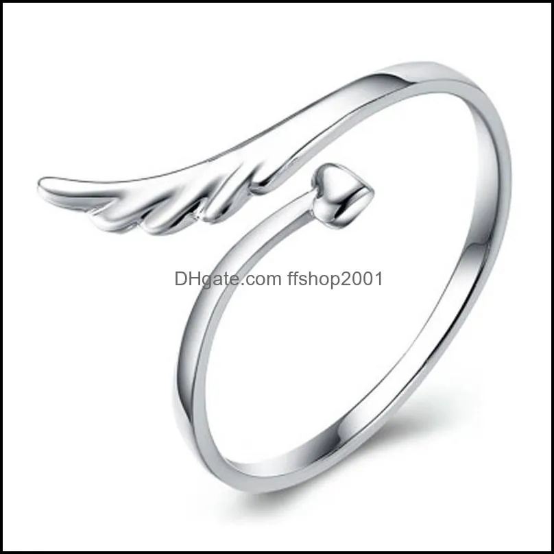 wedding rings fashion exquisite adjustable 3 color ring angel wing heart finger jewelry for women gifts to love 3511 q2