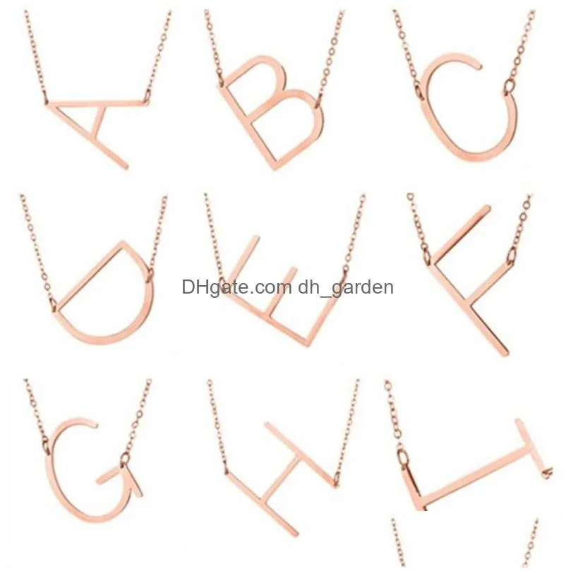 az initial letter pendant necklaces for women capital 26 english alphabet charm gold silver rose gold chains female luxury jewelry