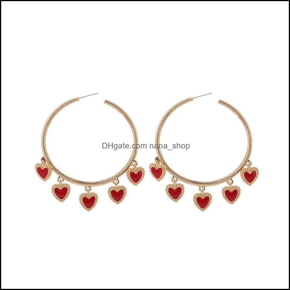 arrivals fashion large circle earrings enamel heart tassel earrings for women hoop earrings party jewelry wholesale