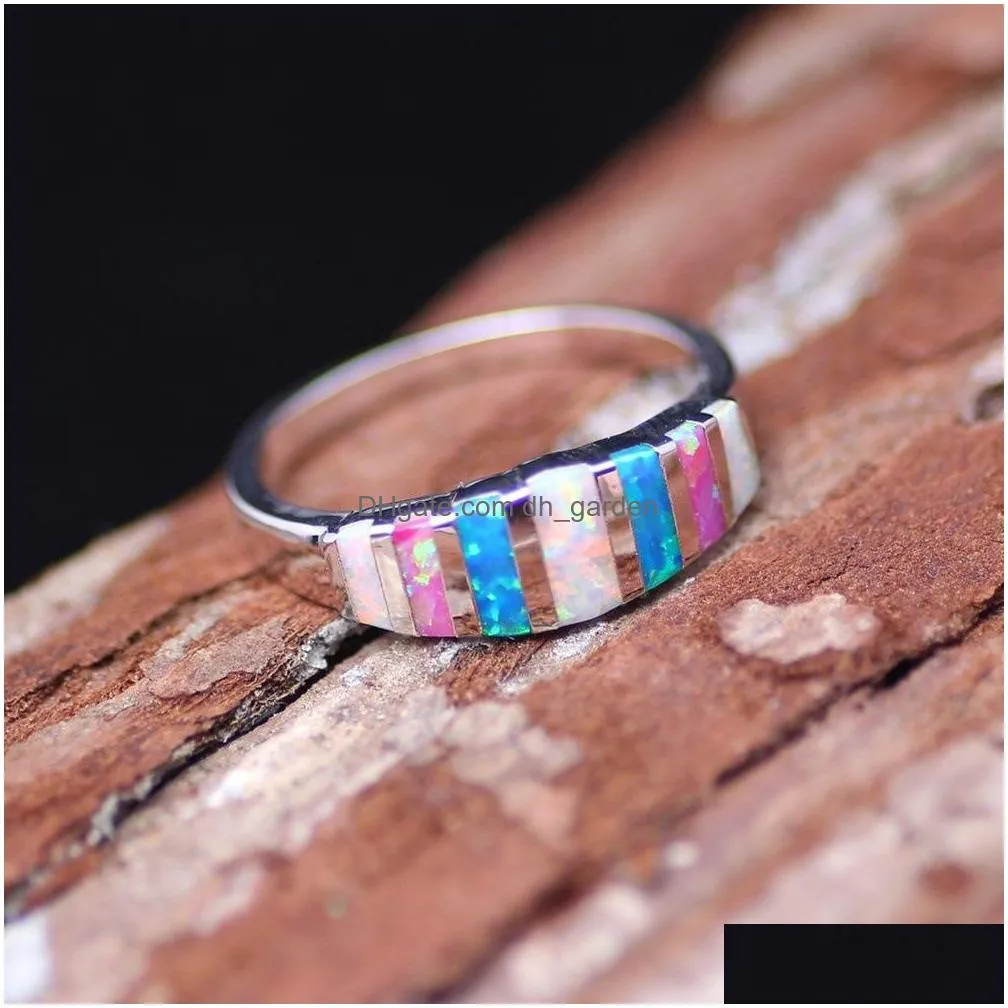 luxury opal wedding rings for women natural stone bride engagement bridesmaid finger rings fashion jewelry gift