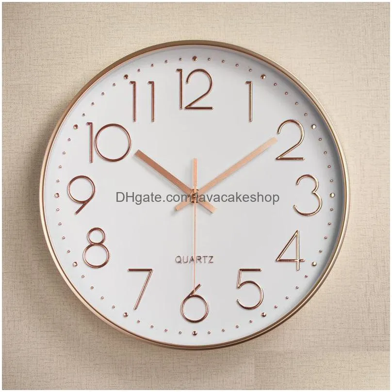 wall clocks simple round 12 inch clock study room kitchen living silent scanning quartz without hole home decor