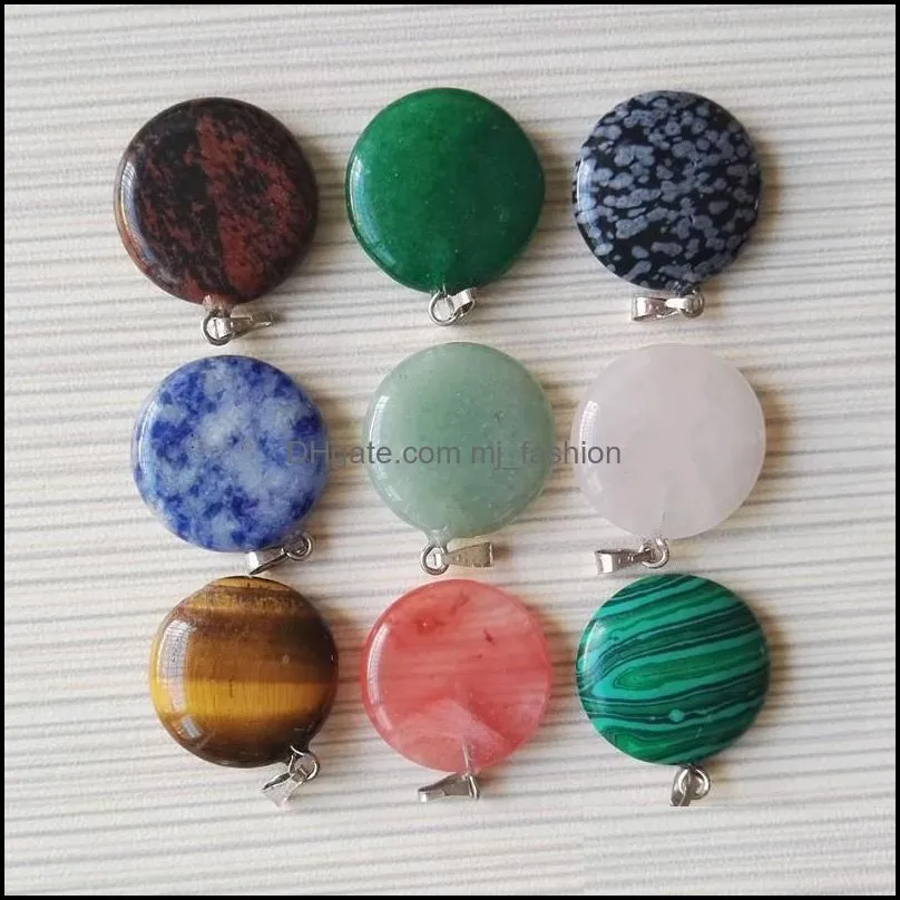 natural stone oblate rose quartz lapis lazuli turquoise opal crystal pendant charms diy for necklace earrings jewelry making
