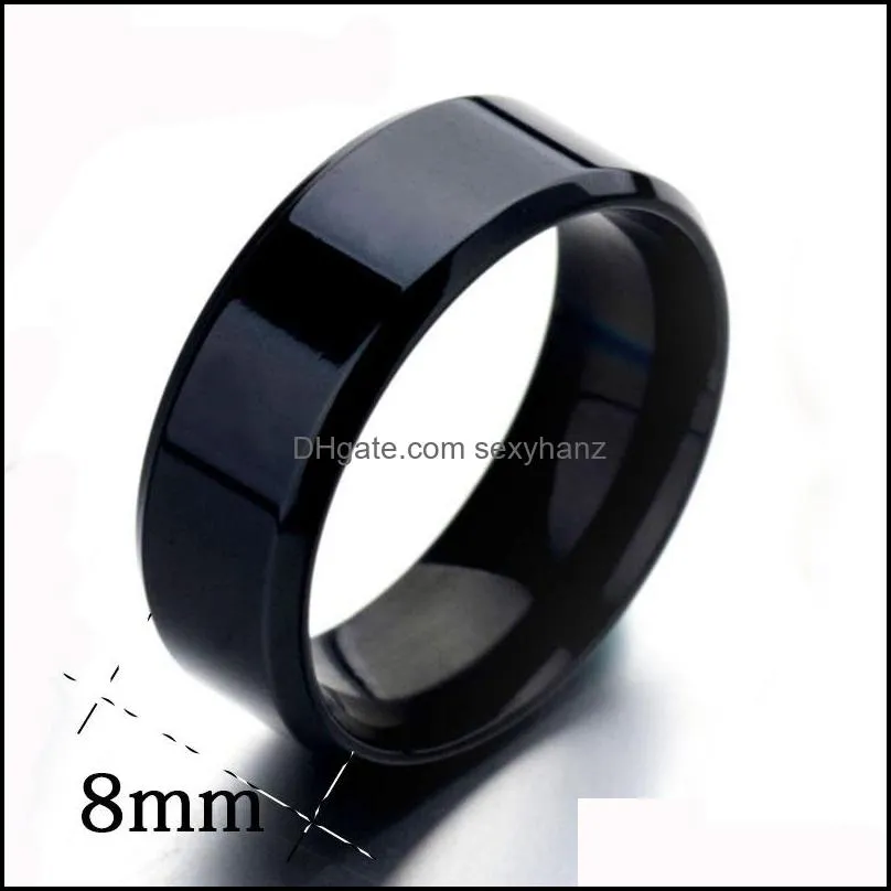 8mm stainless steel ring mens rings band rainbow rings for men woman can diy engrave engagement rings fit size 513