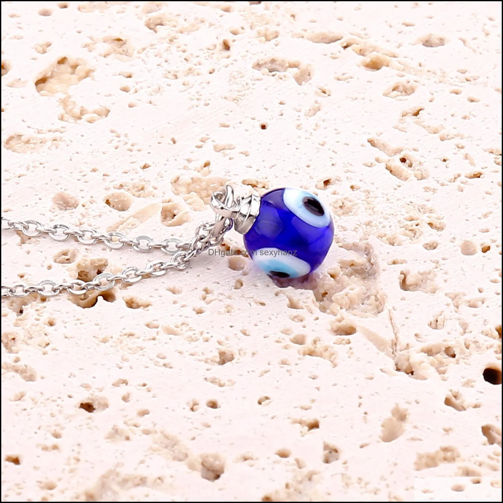 evil eye chain necklace blue eyes amulet pendant necklace ojo turco kabbalah protection delicate jewelry gift for women girls