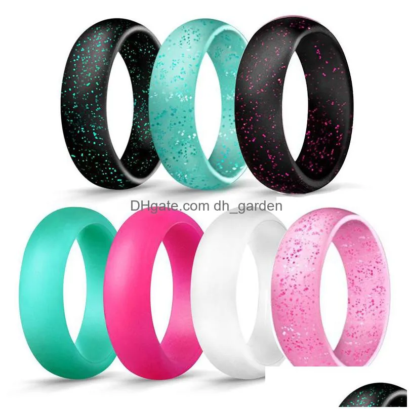 4pcs/lot fashion women silicone wedding band rings solid bling flexible comfortable finger oring for girl engagement luxury jewelry in