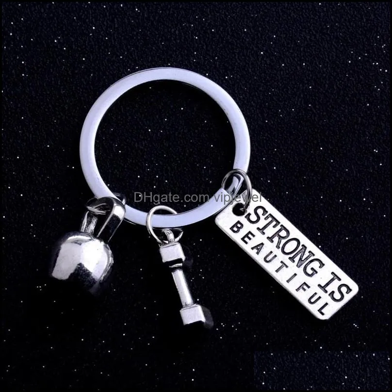 barbell dumbbell fitness gym key rings finder with strong is beautiful for lovers men keychains accessories 4 styles d908q a