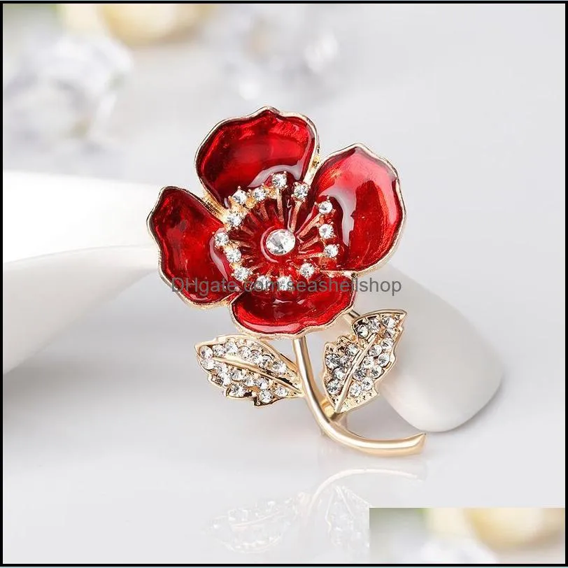 classic enamel rose flower brooches for women alloy weddings office casual brooch pins gifts