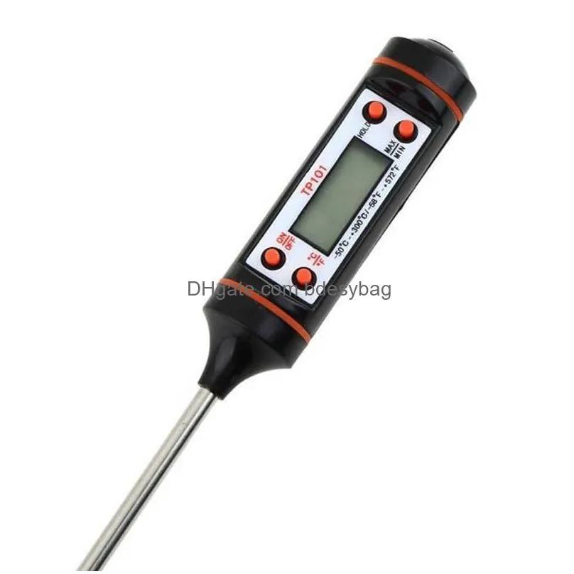 thermometers cooking food probe bbq digital thermometer stainless steel household food meat thermometer probe with 4 buttons kitchen tool