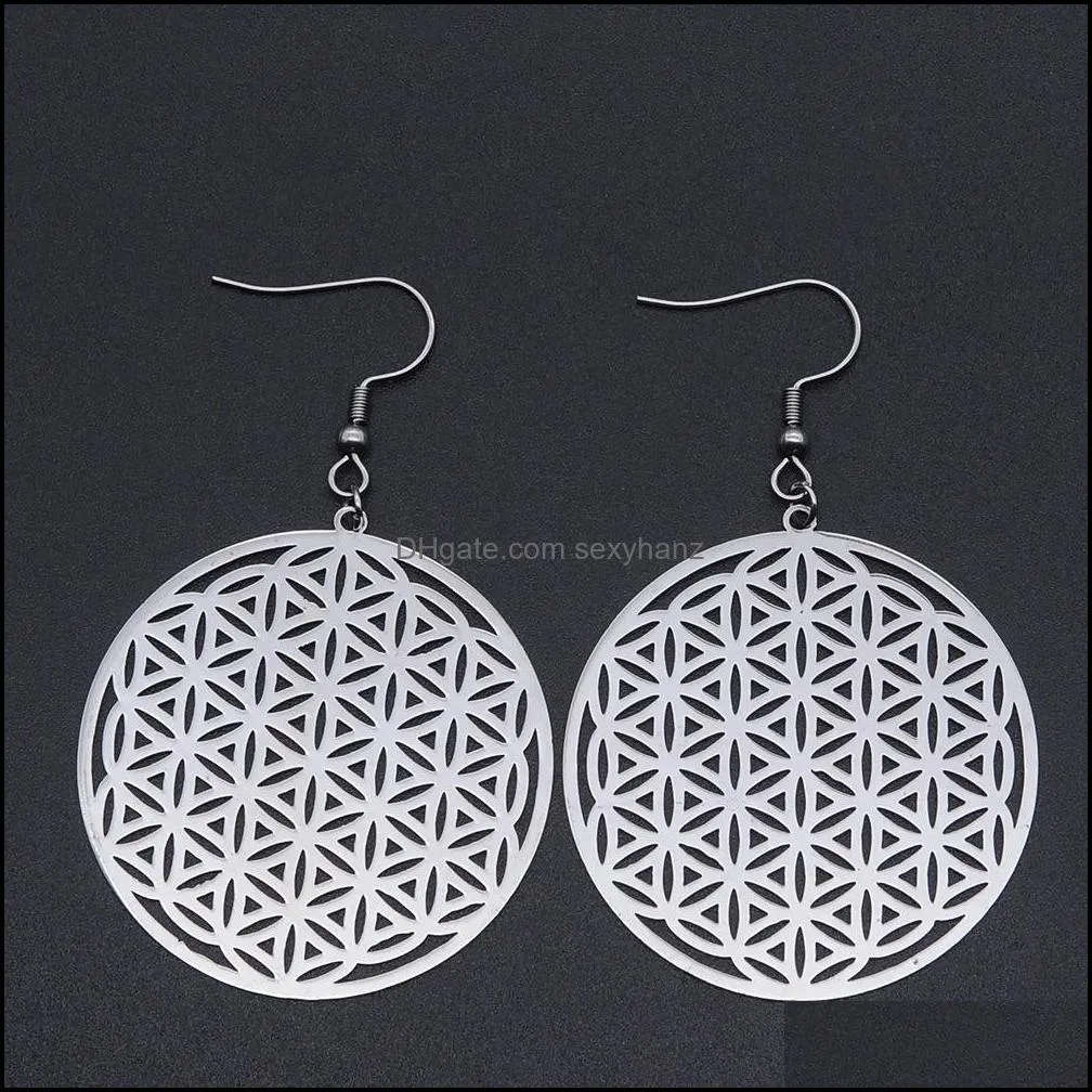 vintage flower of life necklaces women pendent aesthetic stainless steel jewelry gold color hollow men necklace wicca 2021