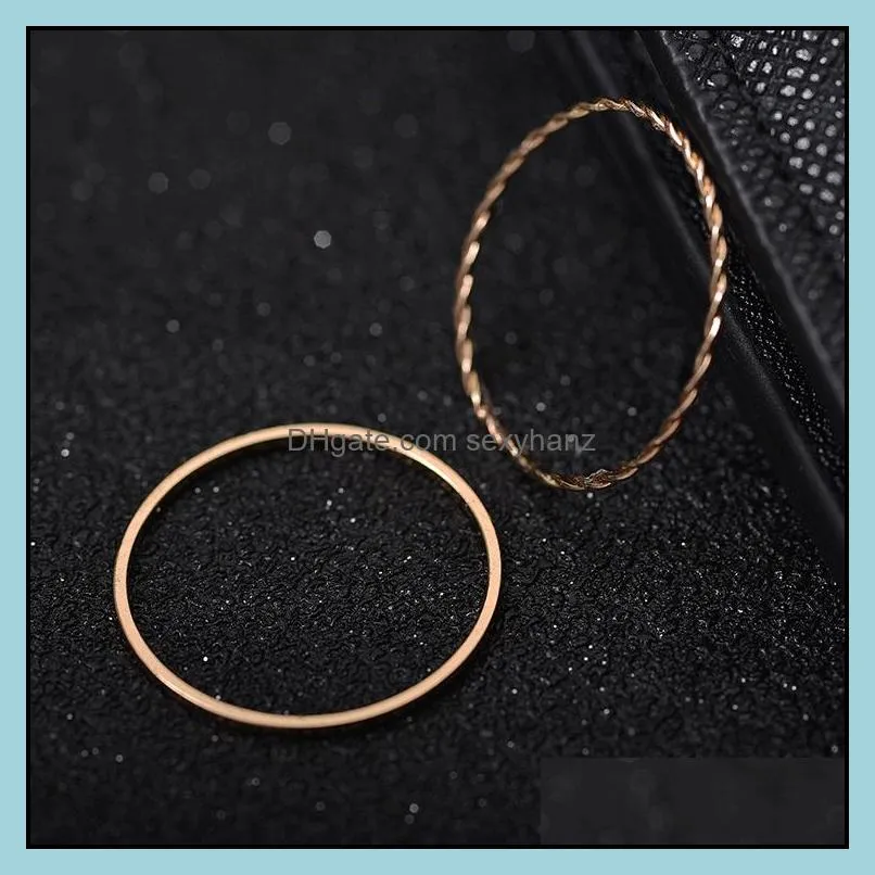 2pc/set high quality tiny creative twisted rings designer gold plated couple ring for women ladies wedding engagement jewelryy