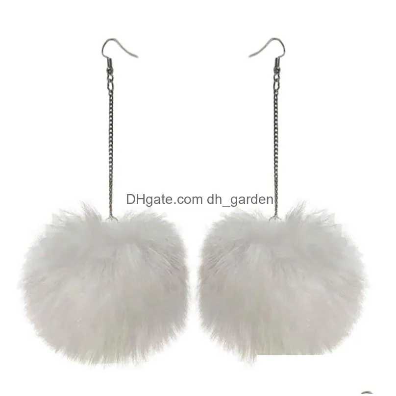 dangle earrings 2022 winter women accessories fashion lovely pom fur ball long pendant earring jewelry christmas gift
