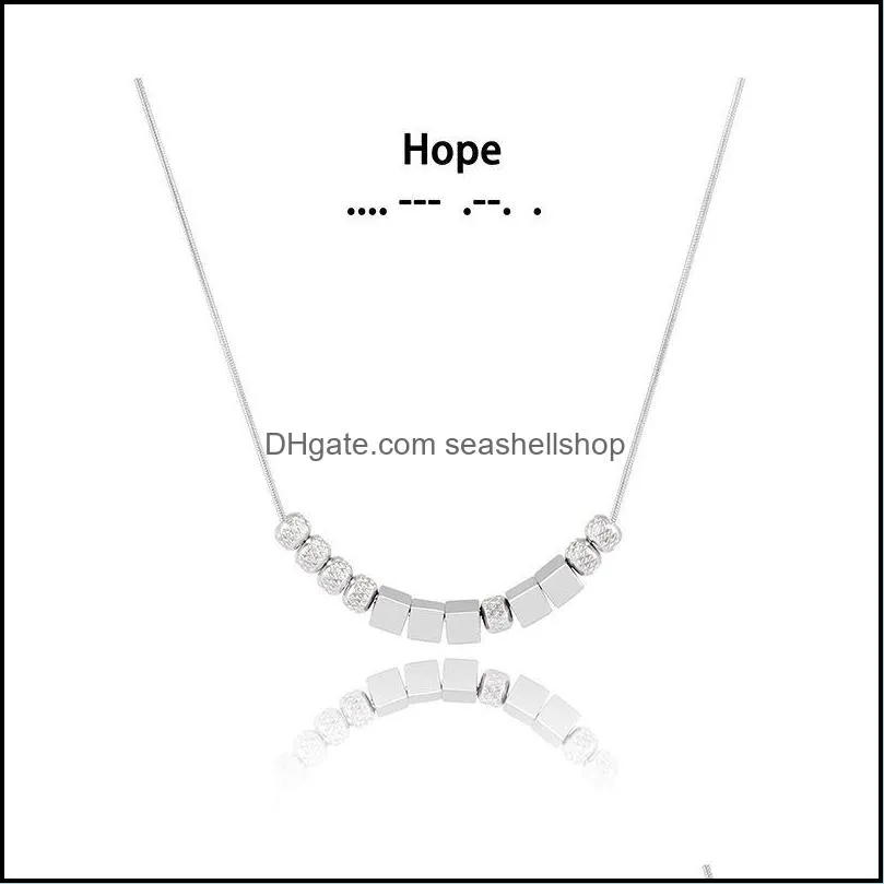 personalized morse code pendant necklaces for women stainless steel bead bar clavicle chain for family gifts