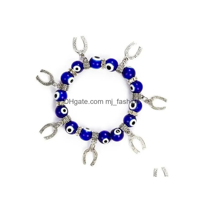 evil demon eye glass crystal bracelet couples bracelet men women elastic bracelets