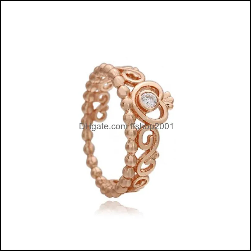 rose gold plated 925 sterling silver ring my princess tiara european jewelry charm crown ring gift 6 d3