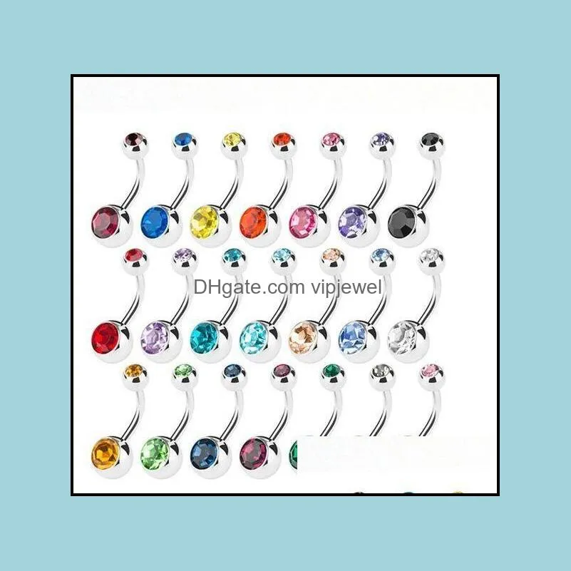  stainless steel belly button rings navel rings crystal rhinestone body piercing bars jewlery for womens bikini fashion jewelry