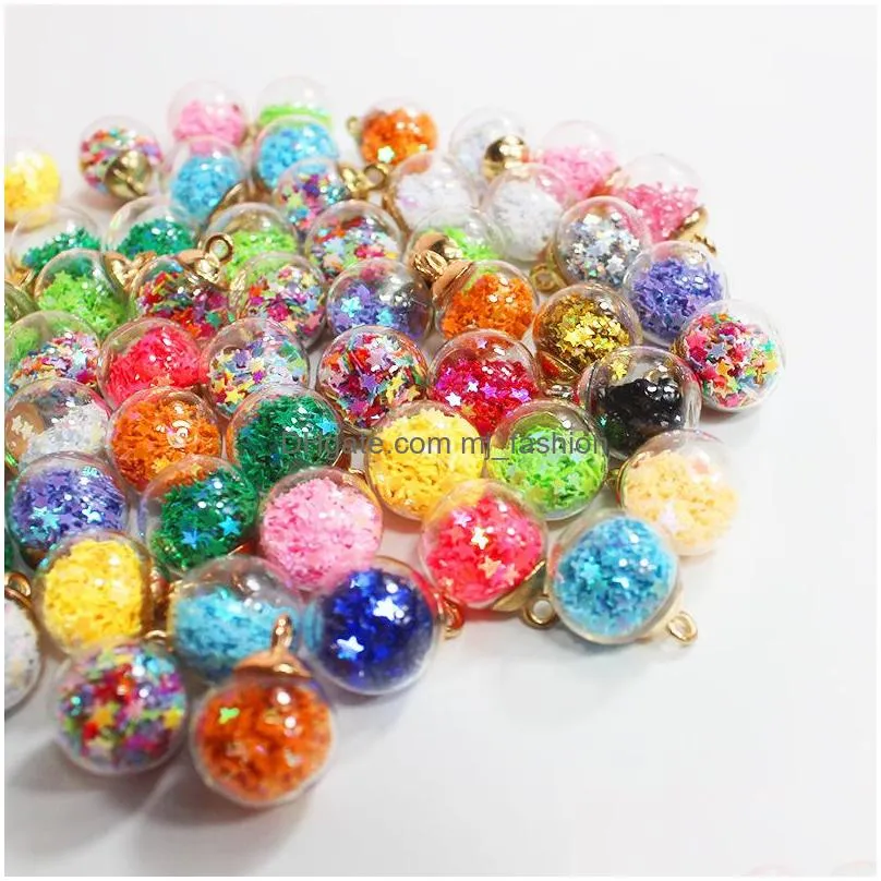 fashion jewelry colorful diy glass ball pendant beads bag mobile phone clasp pendant earrings accessories