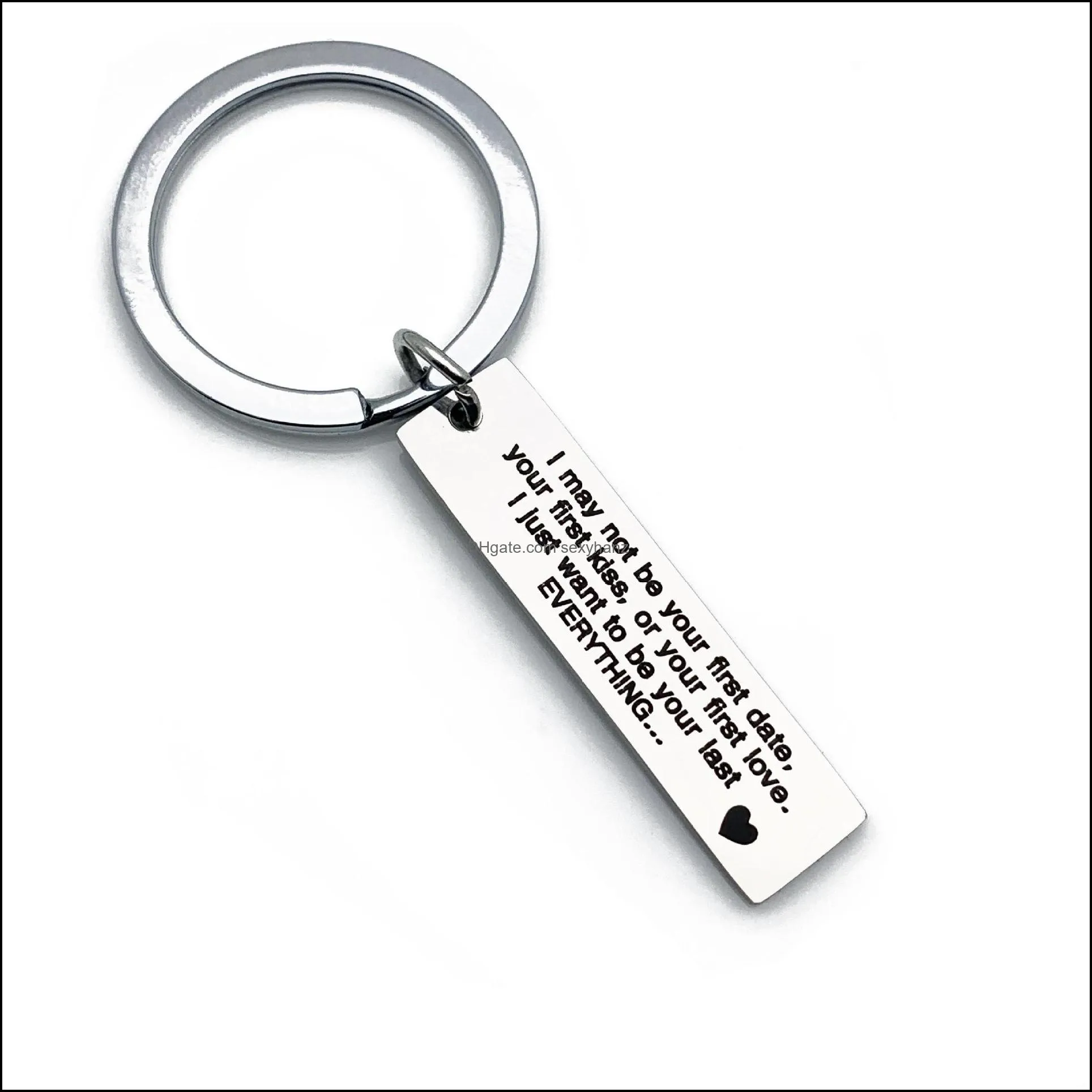 boyfriend/girlfriend keychain i may not be your first date kiss or love i just want to be you last key tag
