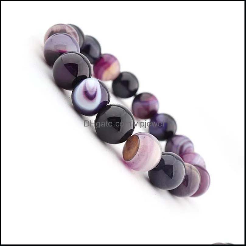 natural crystal bracelets bangle 14mm purple striped agate ball diy bead bracelet jewelry women h541f z