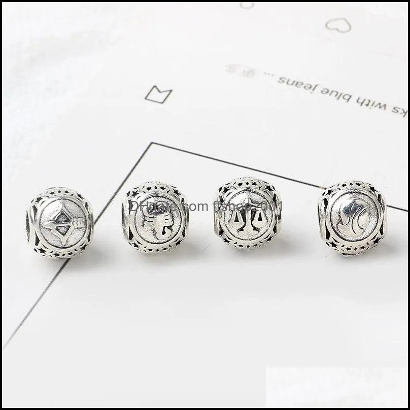 jewelry bracelets zodiac virgo gemini aries taurus charms beads silver charms bead for women diy european necklace 419 h1