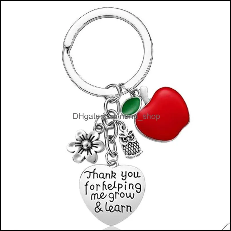 stainless steel heart shaped lettering key chains teachers day valentines days christmas birthday gifts apple charm keyrings jewelry