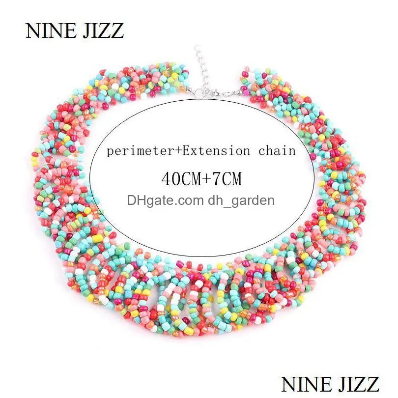 ninejizz bohemian necklaces fashion for women jewelry handwoven collier long tassel beads choker statement necklace bracelet set