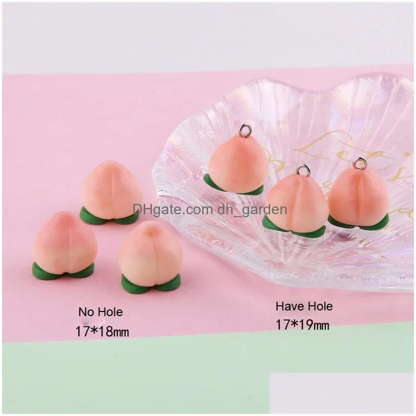 10pcs diy jewelry accessory soft ceramic pink charms cute fruit peach resin pendants girls bracelet earring floating fx790