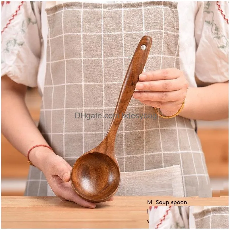 spoons wooden ramen soup spoons japanese kitchen spatula teakwood wooden frying rice seasoning spoons nonstick pan spatula