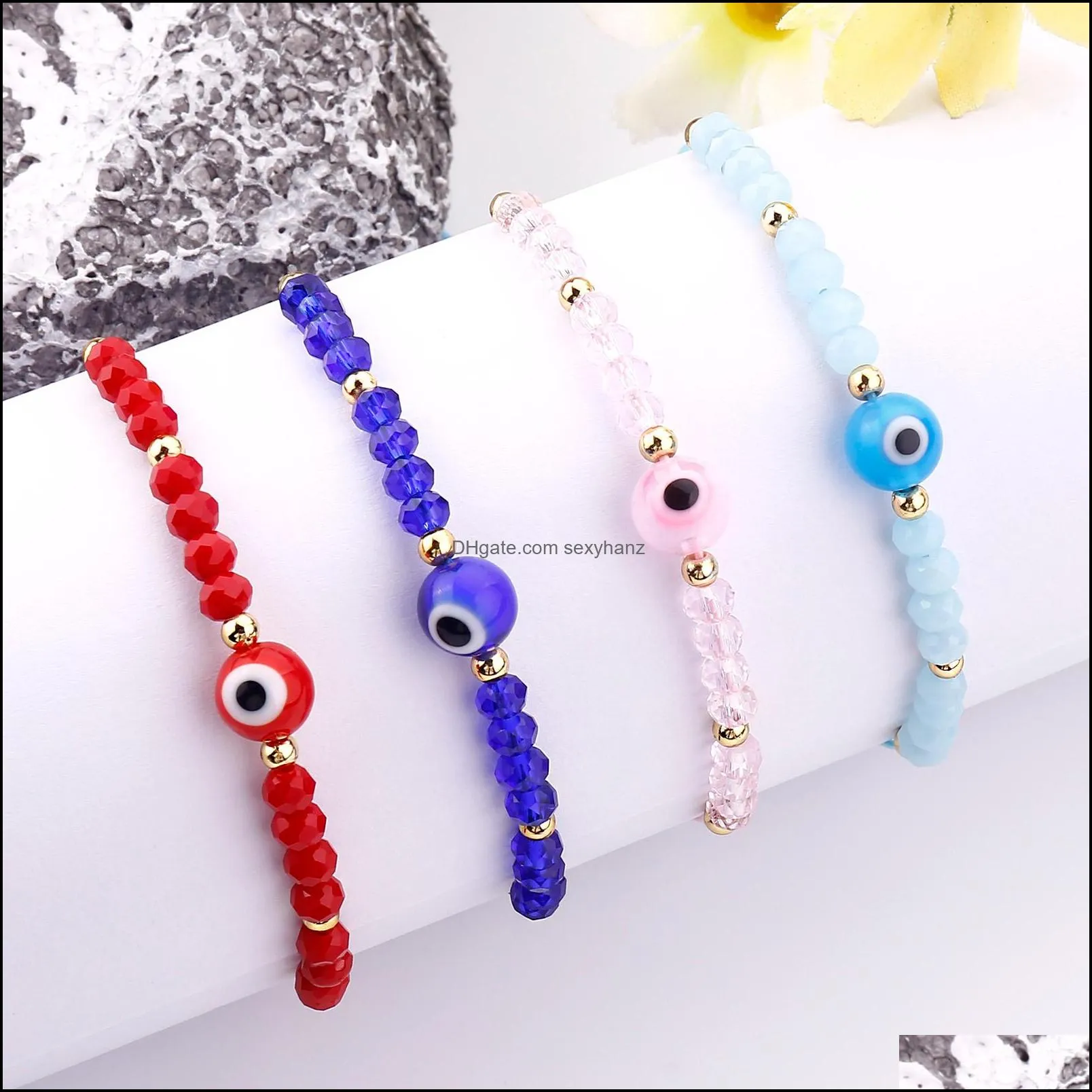 evil nazar eye chain bracelet handmade rope stainless steel bead crystal bracelets for women valentines day gift emo jewelry