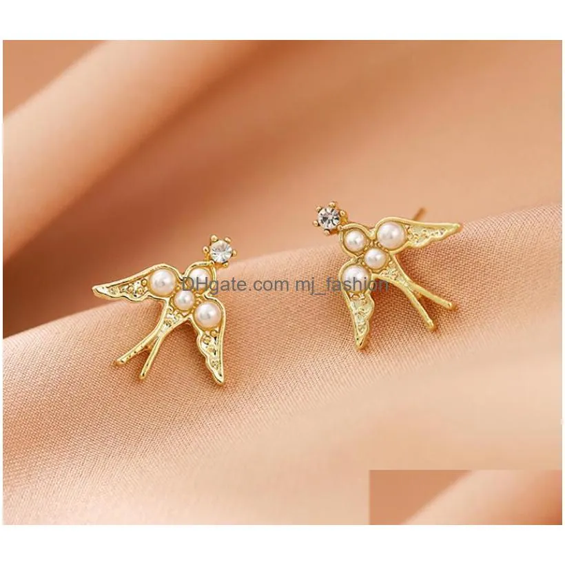 fashion jewelry s925 silver post stud earring swallow earrings