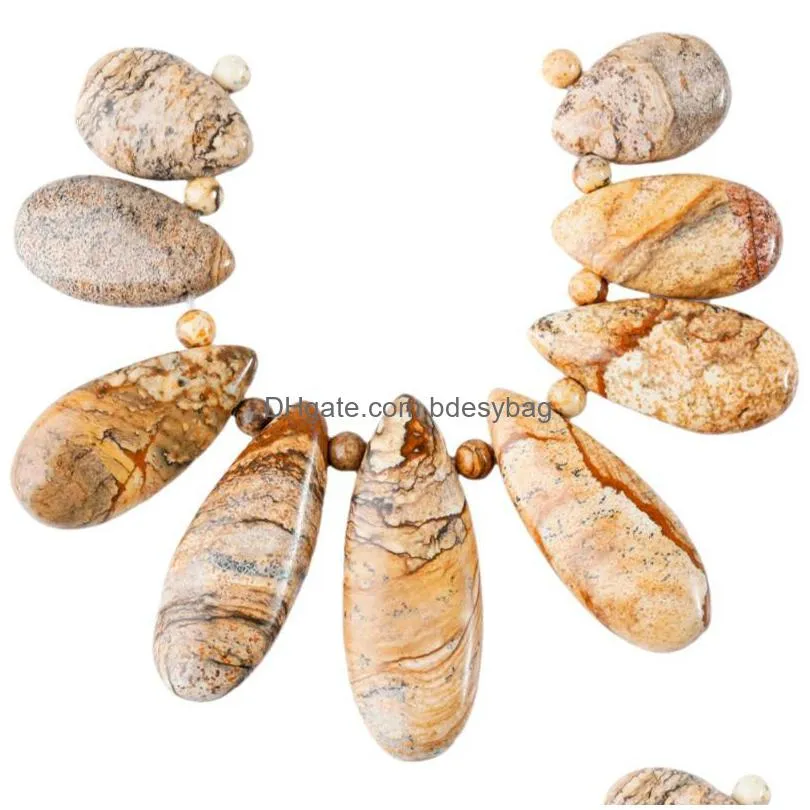 pendant necklaces picture stone loose beads set in 9 pcs teardrop shields charms for jewelry makingpendant